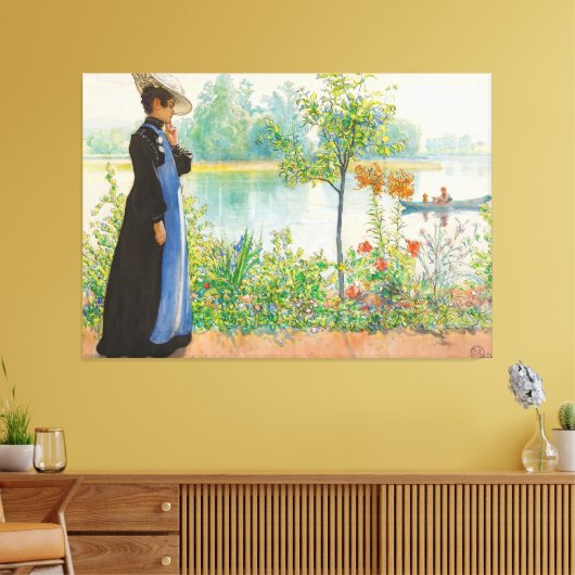 Karin bij de Shore door Carl Larsson (1908) Canvas Afdruk (Insitu (Woonkamer))