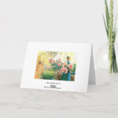 Karin met roze bloemen en haar kamer kaart (Achterkant)