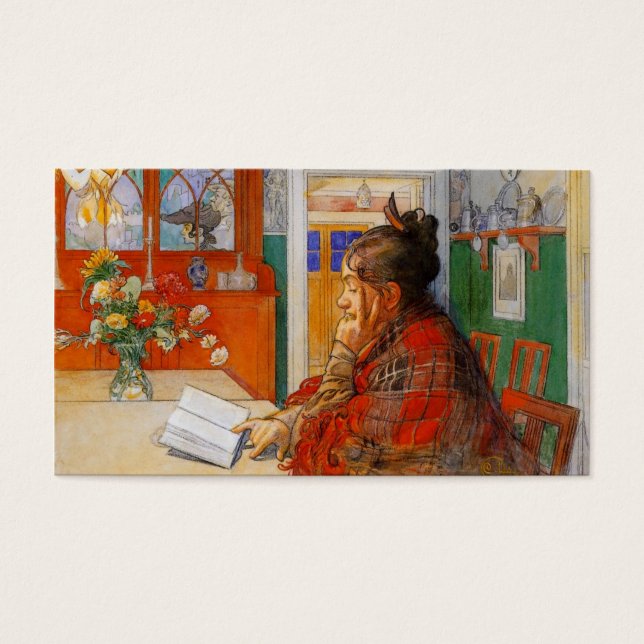 Karin Reading the Evening Visitekaartje (Voorkant)