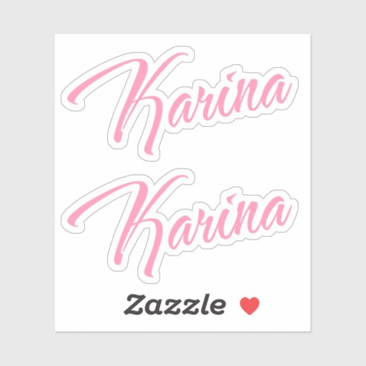 Karina Decoratieve Naam in Roze x2 Sticker (Vel)