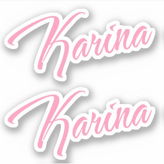 Karina Decoratieve Naam in Roze x2 Sticker (Voorkant)