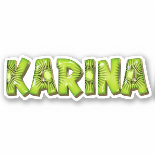 Karina Name Kiwi Design Aufkleber Sticker (Voorkant)