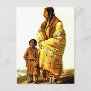 Karl Bodmer- Dacota Woman and Assiniboin Girl Briefkaart