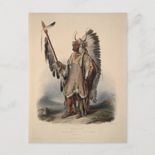 Karl Bodmer - Een Mandaans hoofd Briefkaart (Voorkant)