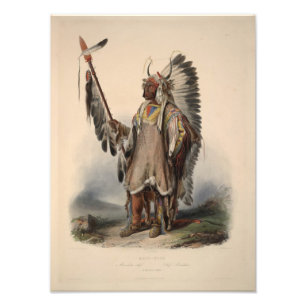 Karl Bodmer - Een Mandaans hoofd Foto Afdruk