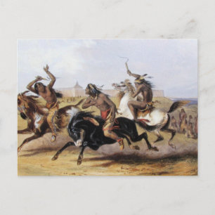 Karl Bodmer - Horse Racing of the Sioux Briefkaart