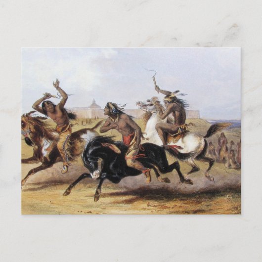 Karl Bodmer - Horse Racing of the Sioux Briefkaart (Voorkant)