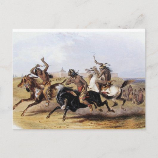 Karl Bodmer - Horse Racing of the Sioux Briefkaart (Voorkant)