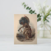 Karl Bodmer-Minatarre Warrior in Dog Dance Costume Briefkaart (Staand voorkant)