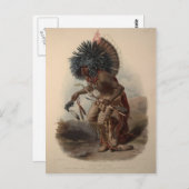 Karl Bodmer-Minatarre Warrior in Dog Dance Costume Briefkaart (Voorkant / Achterkant)