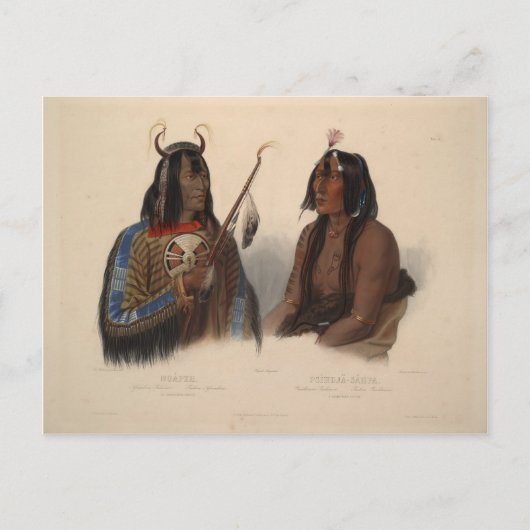 Karl Bodmer-Noapeh, Assiniboin Indian, Psihdja-Sah Briefkaart (Voorkant)