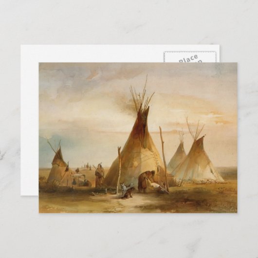 Karl Bodmer- Sioux teepee Briefkaart (Voorkant / Achterkant)