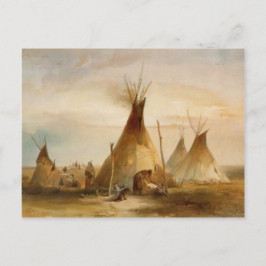 Karl Bodmer- Sioux teepee Briefkaart (Voorkant)