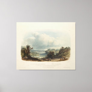 Karl Bodmer: Uitzicht van de Delaware bij Bordento Canvas Afdruk