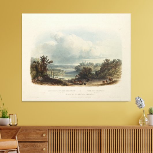 Karl Bodmer: Uitzicht van de Delaware bij Bordento Canvas Afdruk (Insitu (Woonkamer))