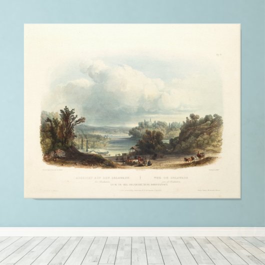 Karl Bodmer: Uitzicht van de Delaware bij Bordento Canvas Afdruk (Insitu (Houten vloer))