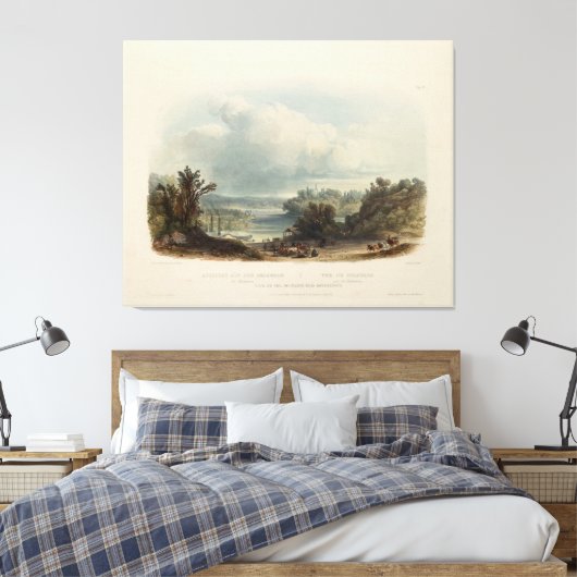 Karl Bodmer: Uitzicht van de Delaware bij Bordento Canvas Afdruk (Insitu (Slaapkamer))
