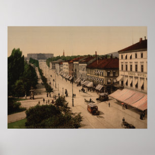 Karl Johans Gade en Slottet, Oslo, Noorwegen Poster