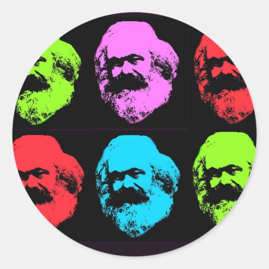 Karl Marx Collage Ronde Sticker (Voorkant)