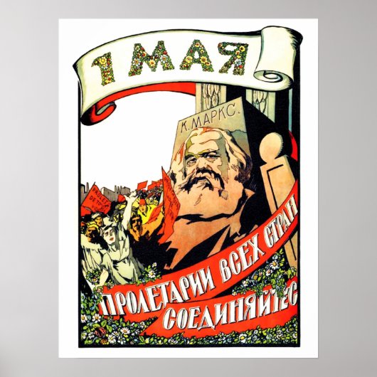 Karl Marx, eerste mei, dag van de arbeid, vintage Poster (Voorkant)