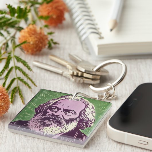 Karl Marx en Fredrich Engels het manifest Mok Sleutelhanger (Voorkant Rechts)