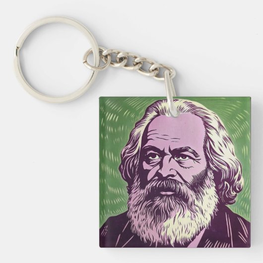Karl Marx en Fredrich Engels het manifest Mok Sleutelhanger (voorkant)