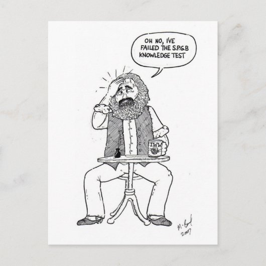 Karl Marx faalt SPGB-test Briefkaart (Voorkant)