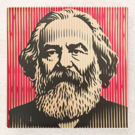 Karl Marx in BAUHAUS optische illusie stijl Glazen Onderzetter