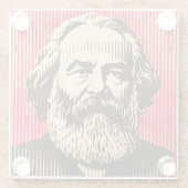 Karl Marx in BAUHAUS optische illusie stijl Glazen Onderzetter (Achterkant)