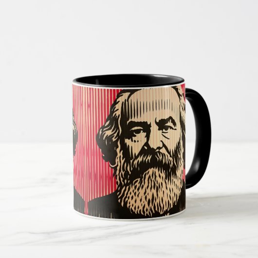 Karl Marx in BAUHAUS optische illusie stijl Mok (Voorkant rechts)
