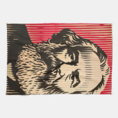 Karl Marx in BAUHAUS optische illusie stijl Theedoek (Horizontaal)