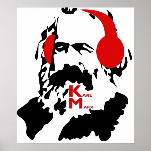 KARL MARX MET HOOFDTELEFOONS POSTER (Voorkant)