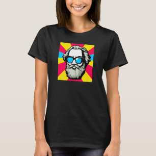 Karl Marx met zonnebrillen Pop Kunstportret van Re T-shirt