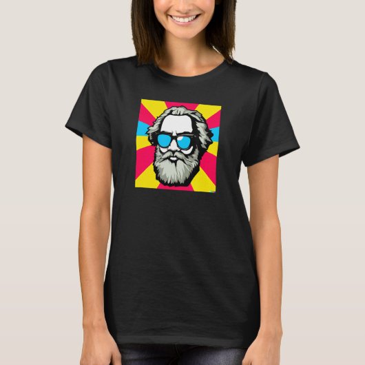 Karl Marx met zonnebrillen Pop Kunstportret van Re T-shirt (Voorkant)