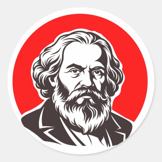 Karl Marx (Oprichter van het Marxisme) cadeau Ronde Sticker (Voorkant)