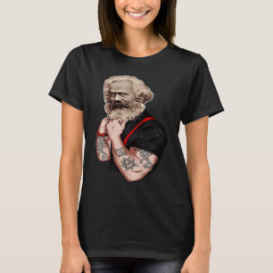 Karl Marx Pop Kunst Portretretrevolutie Tatoo Vint T-shirt