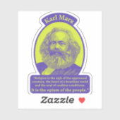 Karl Marx Portrait en Quote Sticker (Vel)