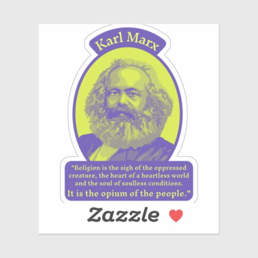 Karl Marx Portrait en Quote Sticker (Vel)