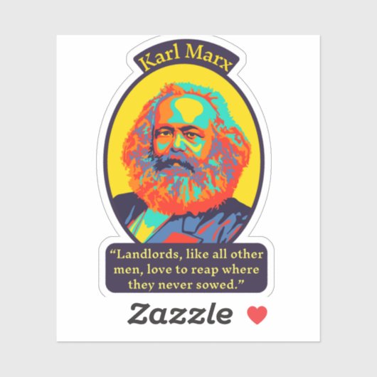 Karl Marx Portrait en Quote Sticker (Vel)