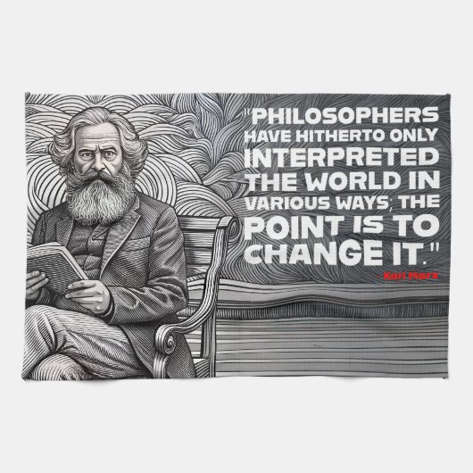 Karl Marx Quote Design - Wees de verandering! Theedoek (Horizontaal)