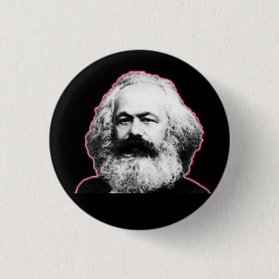 Karl Marx rode omtrek/zwart Ronde Button 3,2 Cm