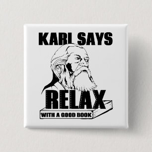 Karl Marx Vierkante Button 5,1 Cm