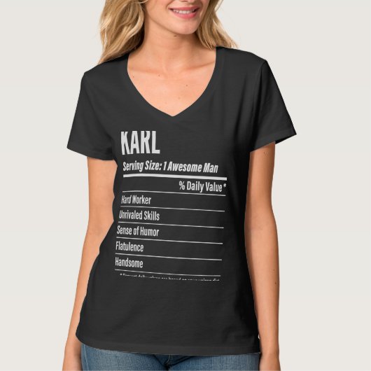 Karl Nutritional Facts Serving Size Calorieën T-shirt (Voorkant)