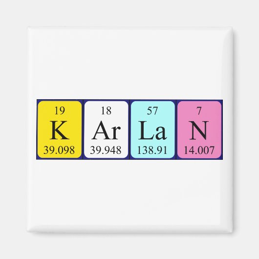 Karlan periodieke lijstnaam magnet (Voorkant)