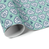 ‘Karlek’ Hart cadeauverpakkings Papier (marineblau (Rol Hoek)