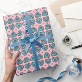 ‘Karlek’ hartpatroon cadeaupapier 