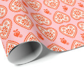 ‘Karlek’ loveheart wrapping paper (pink and red) Cadeaupapier (Rol Hoek)