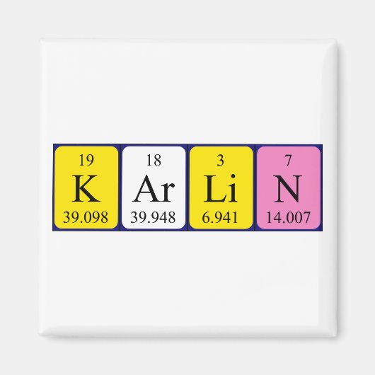 Karlin periodieke lijstnaam magnet (Voorkant)