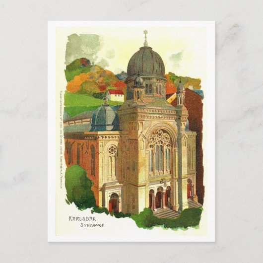 Karlovy Vary (Karlsbad) Synagogue Briefkaart (Voorkant)