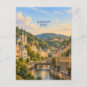 Karlovy Vary Schilderachtige Reis Kunst Briefkaart